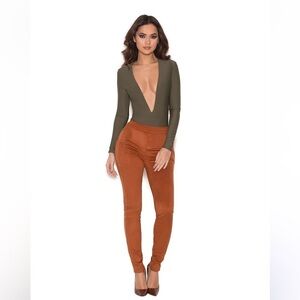 NWT HOUSE OF CB 'SAZAN' FAUX SUEDE LEGGINGS IN TAN